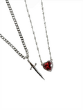 Heart & Sword Necklace Set