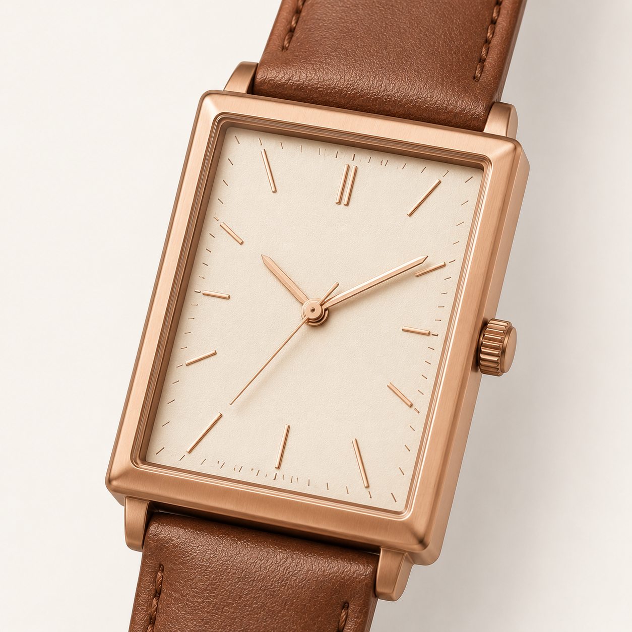 Brown Steel Minimal Watch