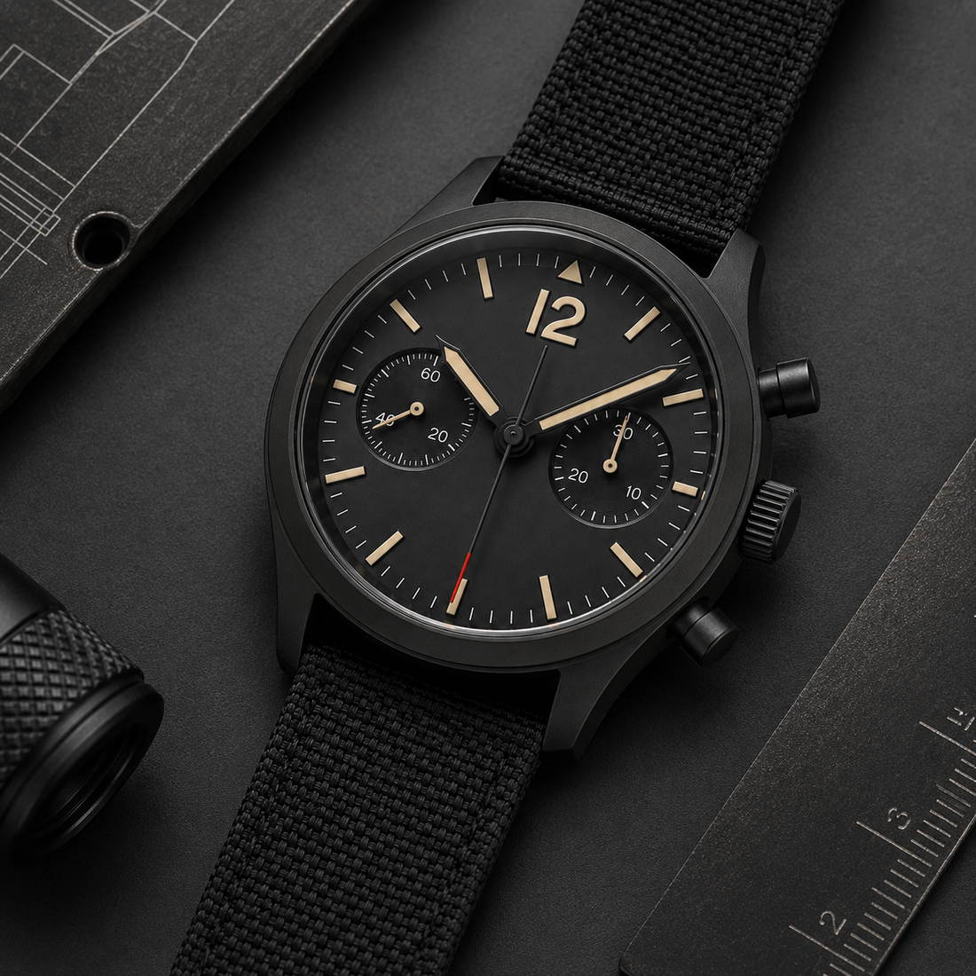 Cream Black Classic Watch