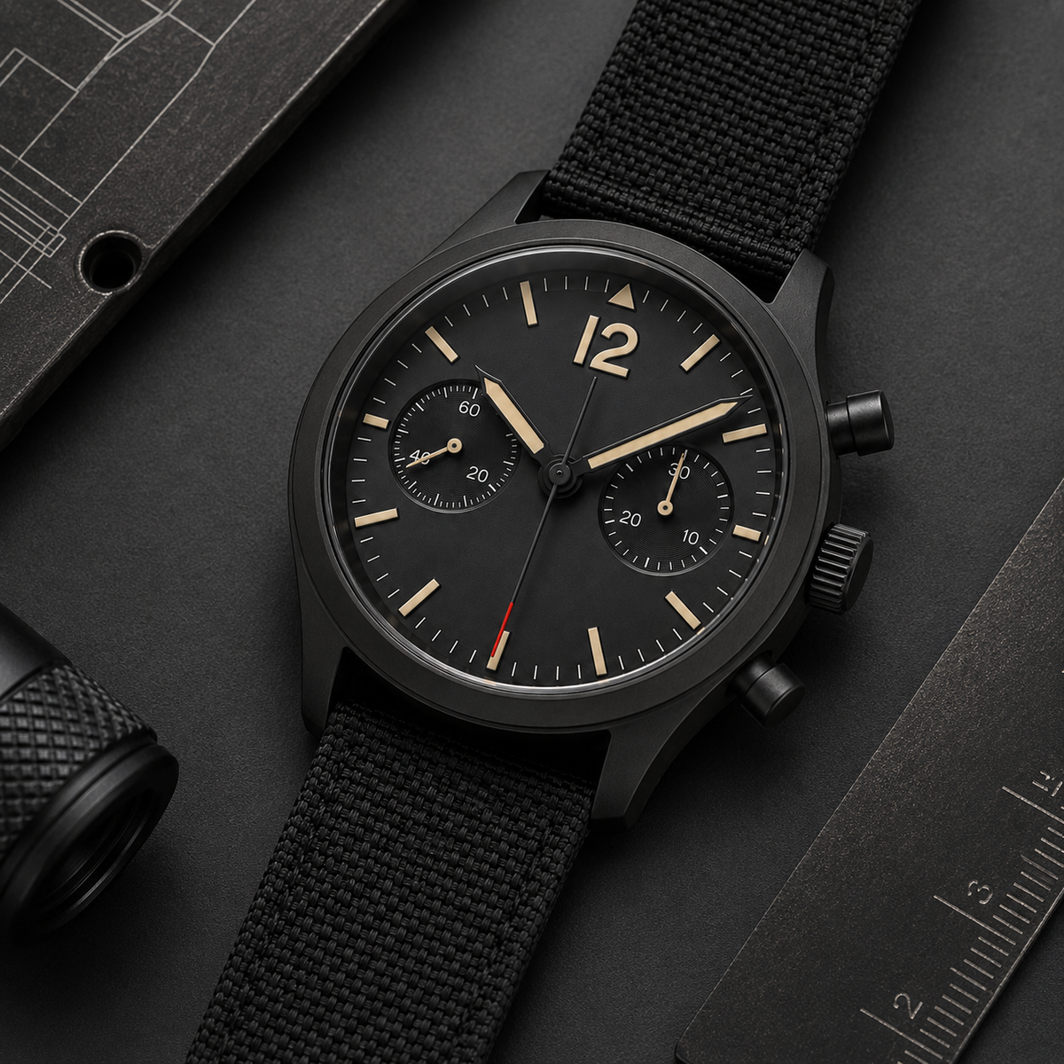 Cream Black Classic Watch