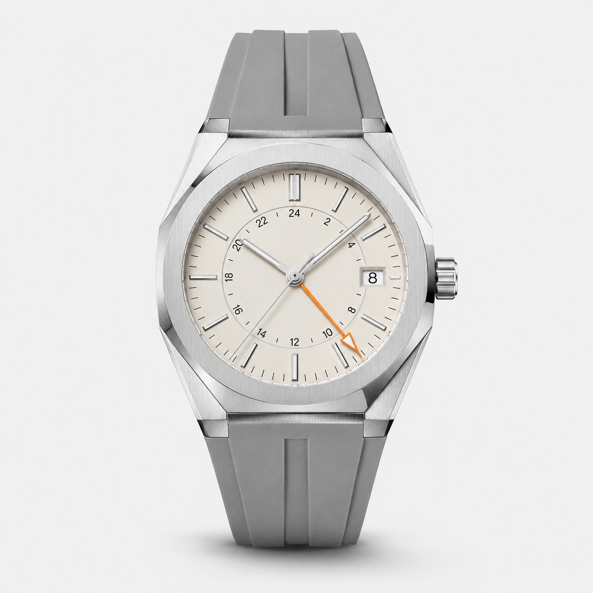 Cream Silver Minimal Watch