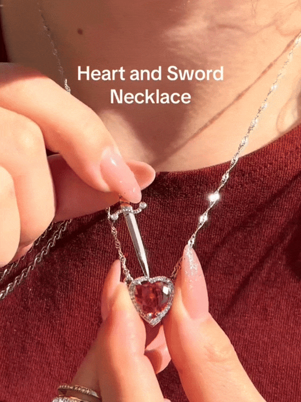 Heart & Sword Necklace Set