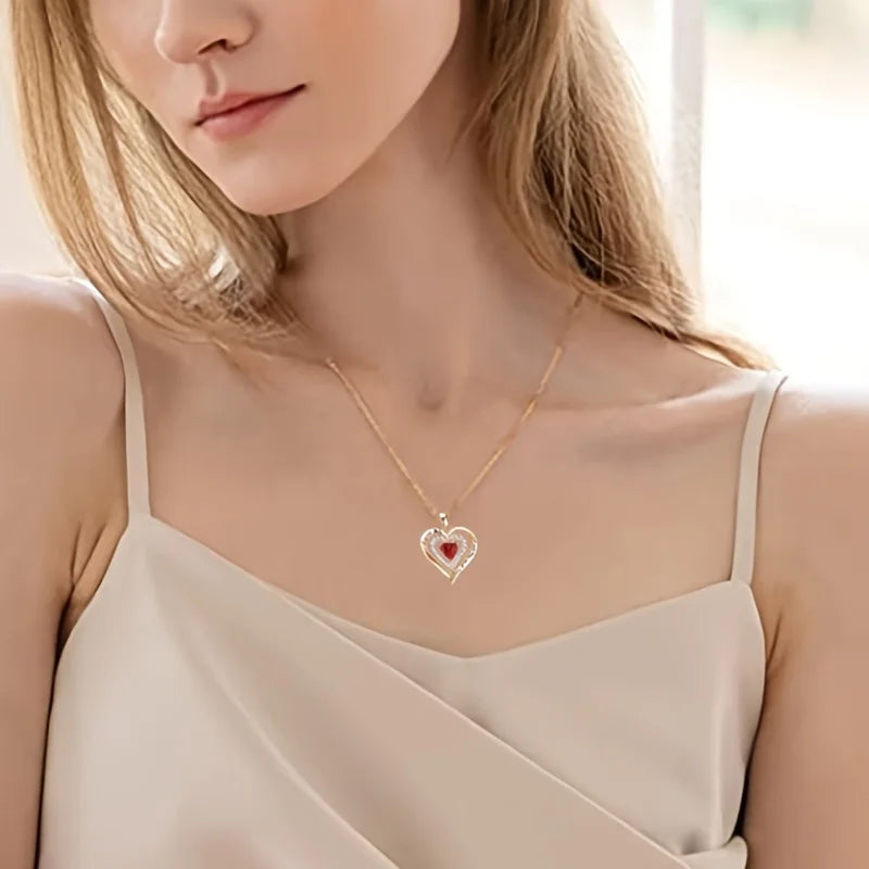 Red Zircon Heart Pendant