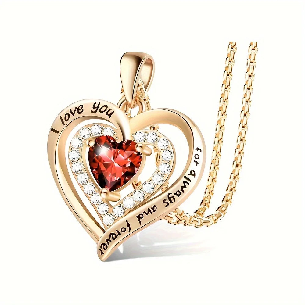 Red Zircon Heart Pendant