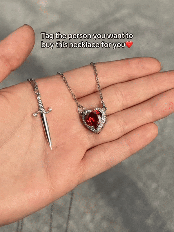 Heart & Sword Necklace Set